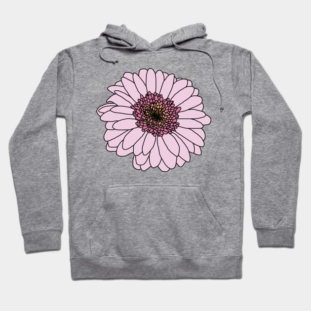 Pink Gerbera Floral Drawing Hoodie by ellenhenryart